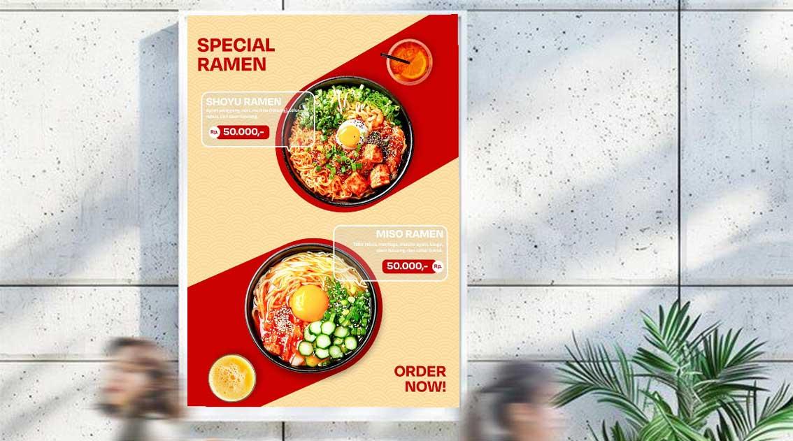 Poster promo UMKM dengan desain menarik dan cetak berkualitas untuk tingkatkan omzet harian.