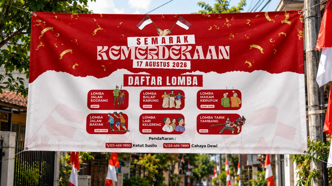 12 Ide Spanduk Lomba 17 Agustus yang Menarik & Meriah